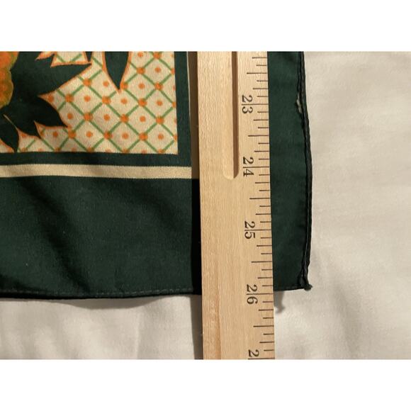 Vintage 70s Floral Scarf Orange Peony Mod Boho Chic Square 26" Retro Glam - Picture 5 of 5